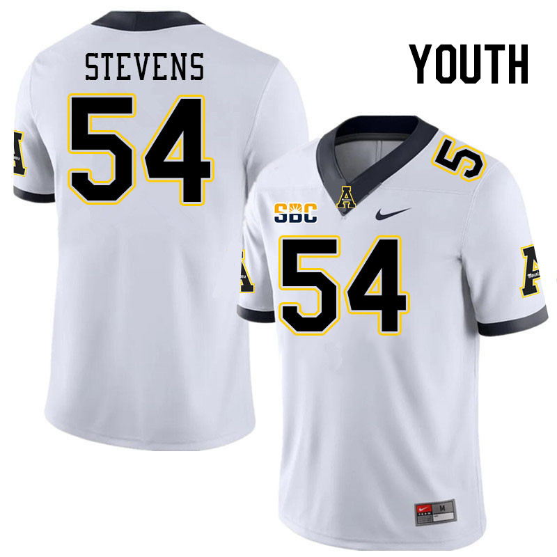 Youth #54 Danny Stevens Appalachian State Mountaineers College Football Jerseys Stitched Sale-White